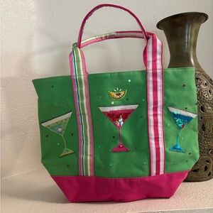 Colorful Tote Bag with Cocktail Design